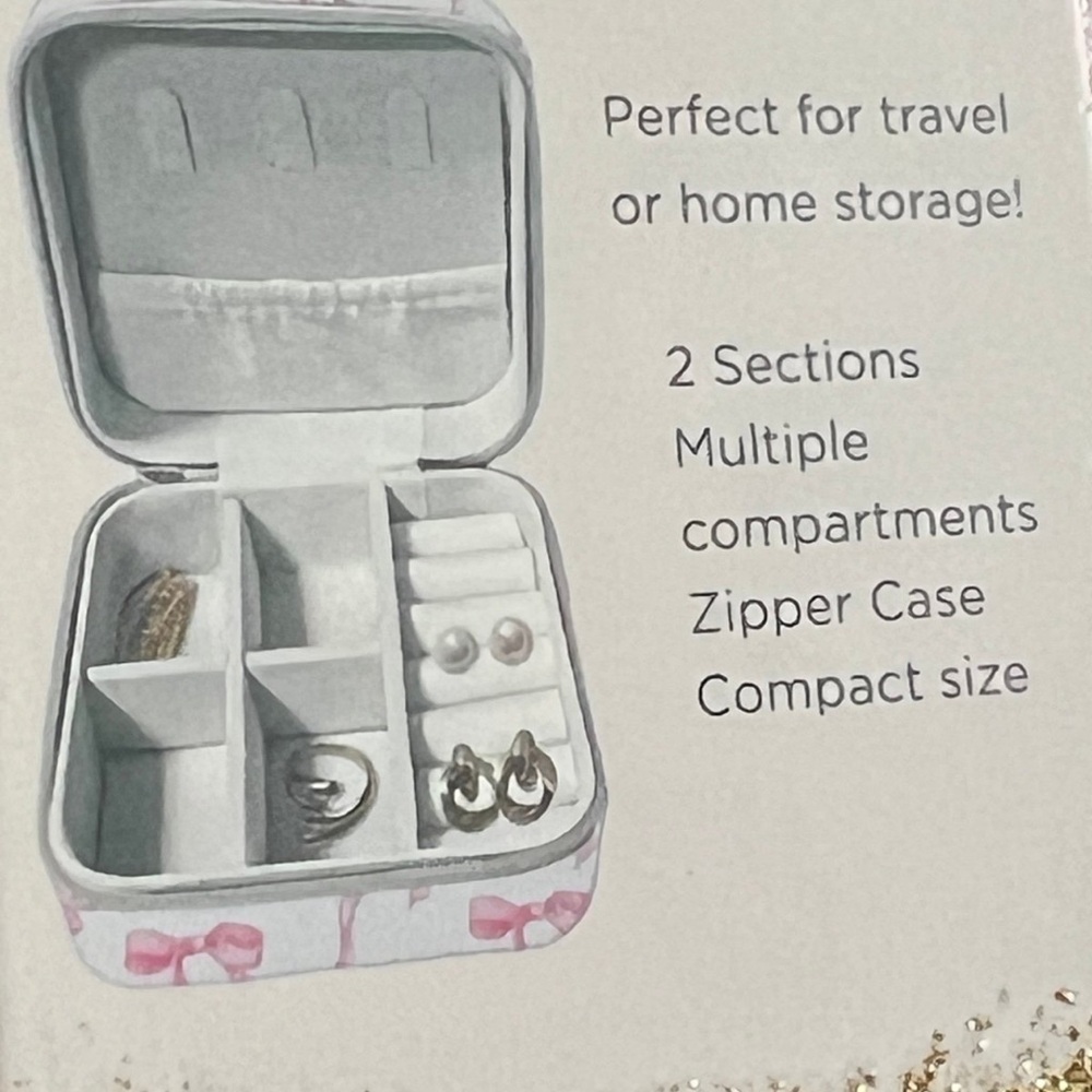 Pink Bow Coquette Girl Jewelry Travel Box - Picture 3 of 3